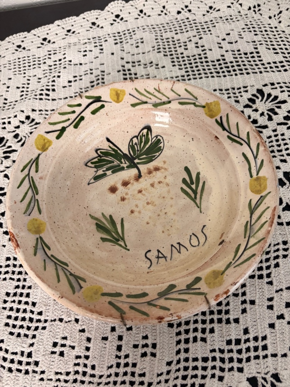 🫒✨ Vintage Ceramic Wall Bowl – “Samos” ✨🫒